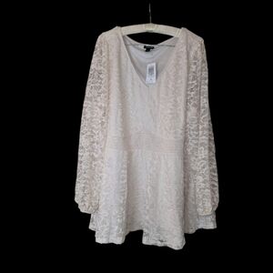 NWT Torrid 3 Cream Lace Babydoll Top 3X Boho Fairy